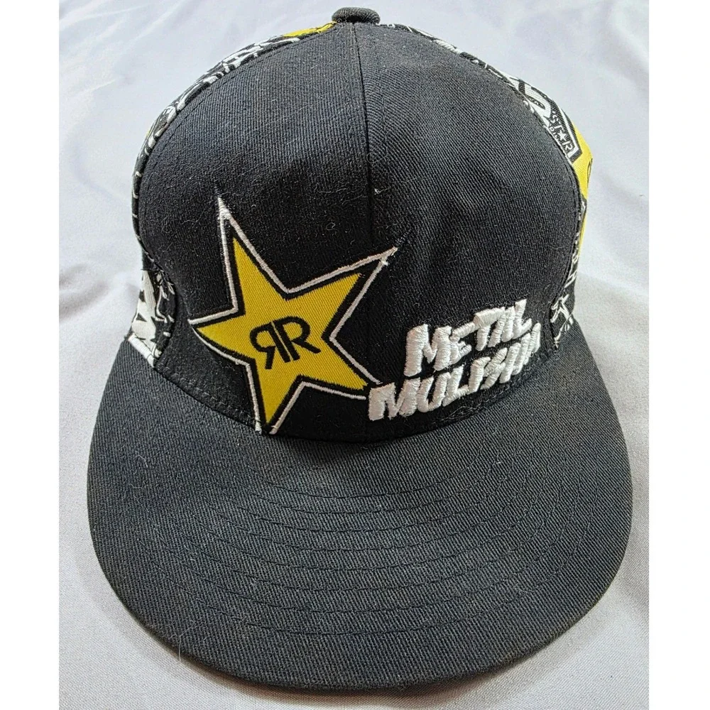 Rockstar Energy Drink Metal Mulisha Hat Kids Youth Black Yellow Flexfit Cap